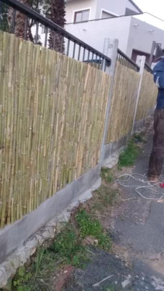 Wood and bamboo fencing and ceiling and pargola