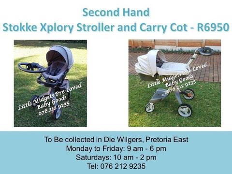 Second Hand Stokke Xplory Stroller and Carry Cot