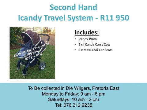 Second hand ICandy Twin Travel System