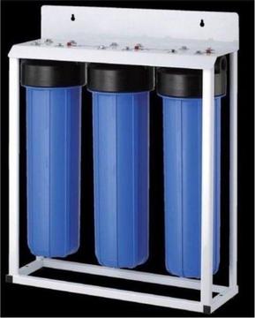 TRIPLE BIG BLUE FILTERS ON STAND WITH UV LIGHT - BRAND NEW - WITH FILTERS - WHOLEHOUSE FILTRATION