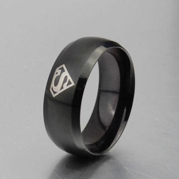 Men's Black Superman Ring - Size 10 1/2 & 7