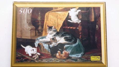 500 Piece Puzzle - Playful Kittens Frame Puzzle Painting (New)