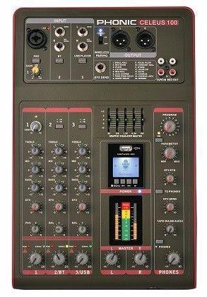 PHONIC CELEUS 100 5 CHANNEL ANALOG MIXER WITH BLUETOOTH STREAMING, DFX, USB RECORDING/PLAYBACK