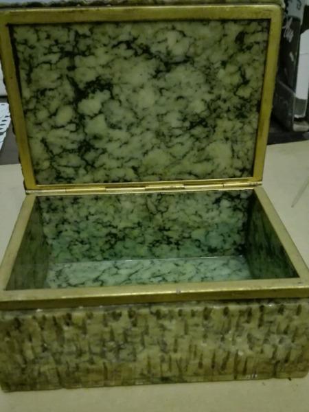 Genuine Alabaster hinged trinket box