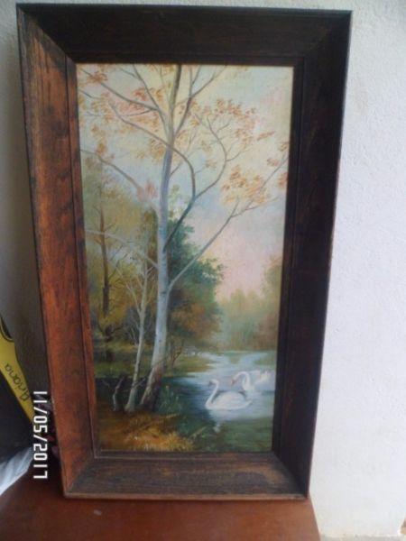 Stunning Antique oil on canvas painting in original oak frame