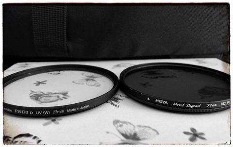 Kenko Pro1 UV filter and Hoya Pro1 cir pl filter 77mm