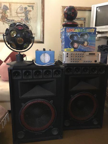 Speakers, Amp and Lights For Sales