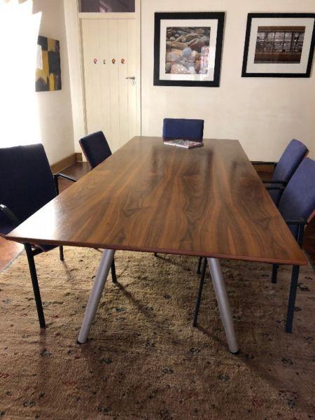 Walnut Veneer Boardroom Table and Chairs