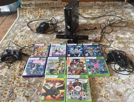 Xbox 360 with kinetic and games