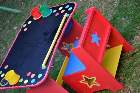 Kiddies Wooden Art Table And Chair Set For Sale
