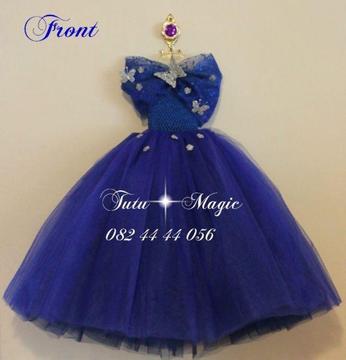ROYAL BLUE TUTU DRESSES WITH SILVER BUTTERFLIES