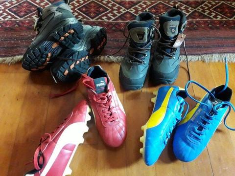 Soccer boots and Hiking boots