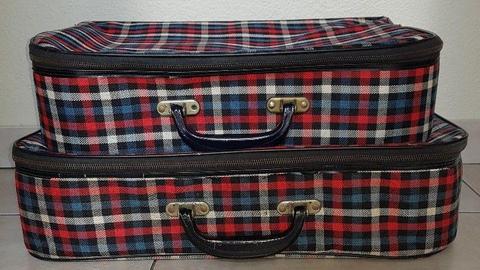 2 X Vintage Tartan Plaid set of suitcases