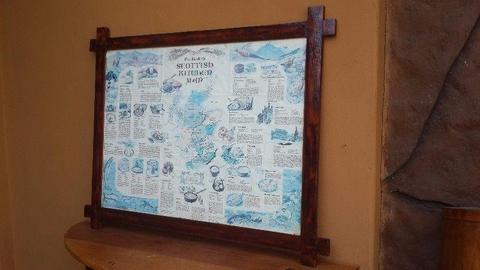Old Framed Scottish Kitchen map and reciepts
