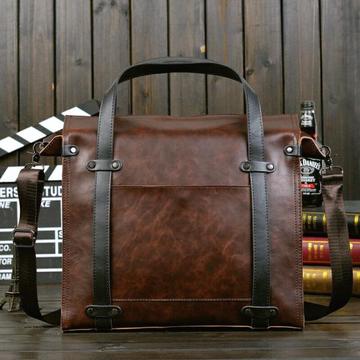 Leather Laptop Briefcase / Crossbody Bag - Unisex