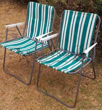 Striped vintage original camping chairs (available as a pair)