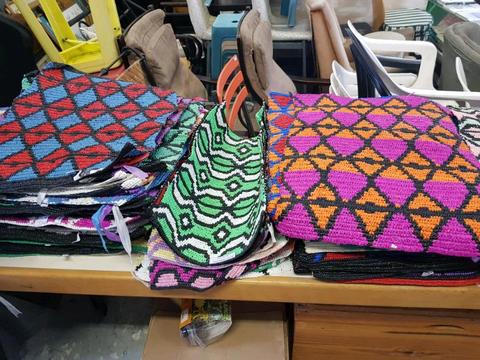 African theme bags, mats and funky leather wrist fashion