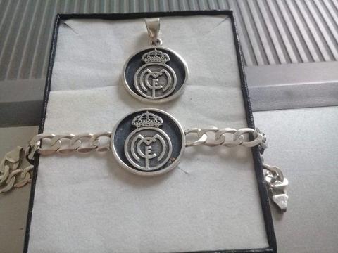925 silver bracelet 6mm with 2 Real Madrid pendants