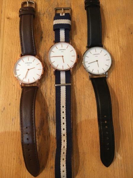 Black, brown, and navy watch for sale. All three