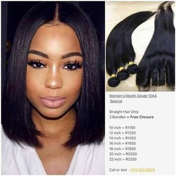 Grade 10A Special. Brazilian and Peruvian Hair. Free Delivery. Call or Whatsapp 079 950 8309
