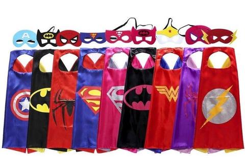 Kids Superhero Capes for sale in South Africa: Batman, Superman, Spiderman, Supergirl, Batgirl