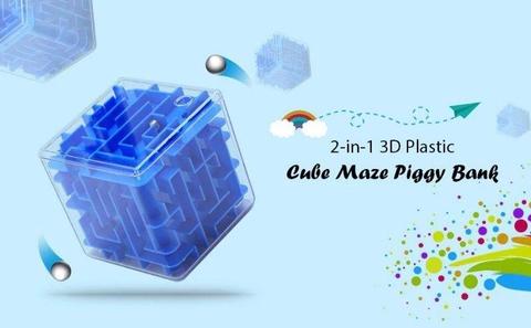 2-IN-1 CREATIVE 3D PLASTIC CUBE MAZE PIGGY BANK