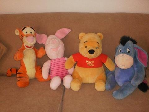 4 gorgeous Disney plush toys - Pooh, Tigger, Piglet and Eeyore