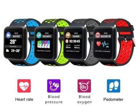 Smartwatch Pedometer Heart Rate Blood Pressure Monitoring, IP67 Waterproof