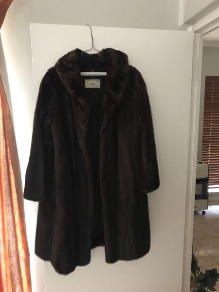 Long mink fur coat