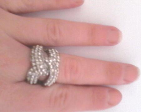 Metal Diamante Dress Ring Size Small
