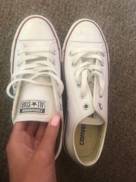 Converse white leather shoes