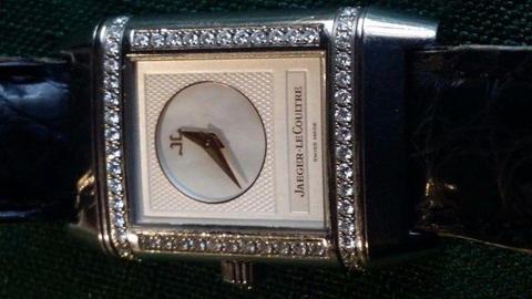 JAEGER LE COULTRE 18K WHITE GOLD REVERSO DUETTO LADY'S WATCH
