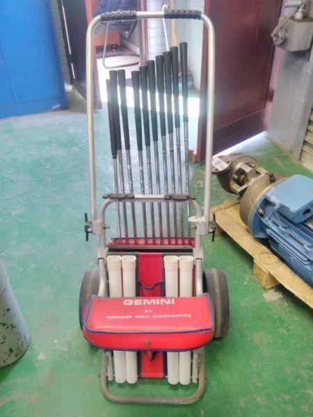 Golf clubs and cart for sale