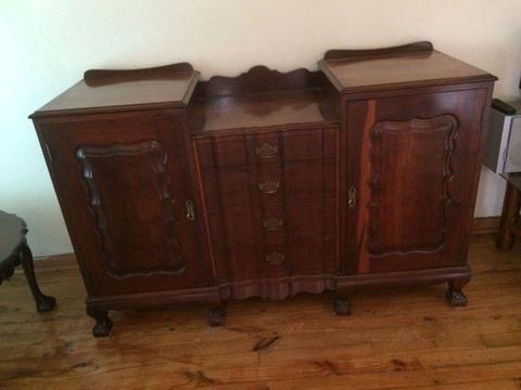 Rare antique dining table set, cabinet and coffee table