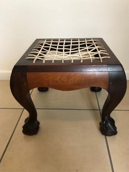 FOOTSTOOL, RIEMPIE AND IMBUIA, R495