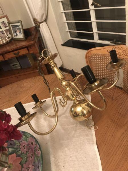 Antique Brass Chandeliers x2