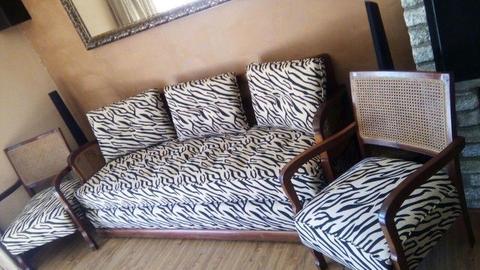 Lounge suite / African / Vintage/ sleeper couch and chairs