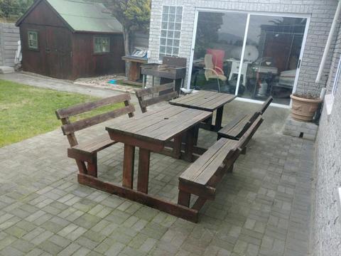 2x 6 Seater Solid Wood Benches