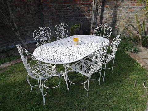 Outdoor 6 Seater Patio Wrought Iron Set Vintage French Conservatory AVAILABLE in Sunset Beach