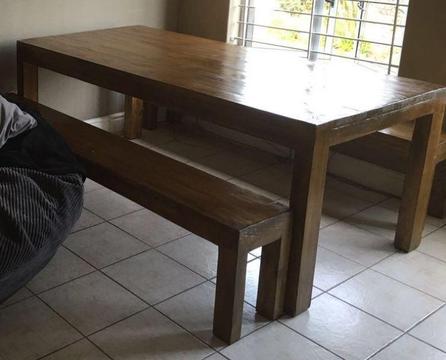 Solid Wood Table and Benches
