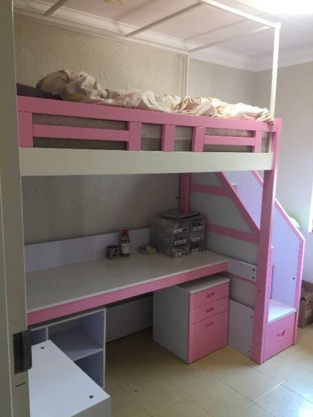 loft bunkbed with desk underneath
