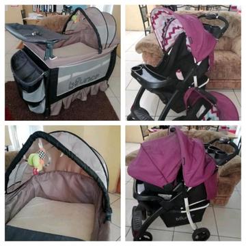 COMBO Bounce travel system and campcot with accessories
