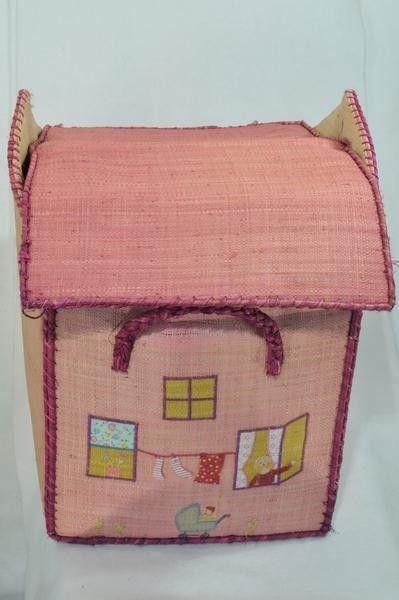 Pink Woven Play House Storage Basket