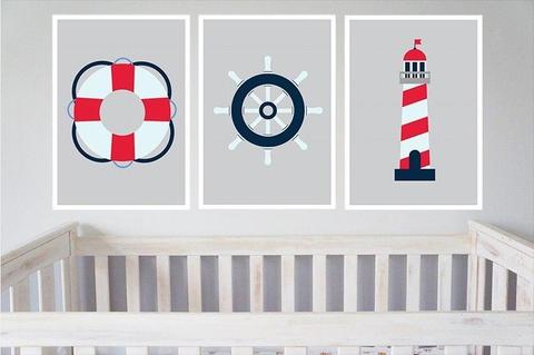 Beautiful sailor themed canvas wall art for your baby or kids room