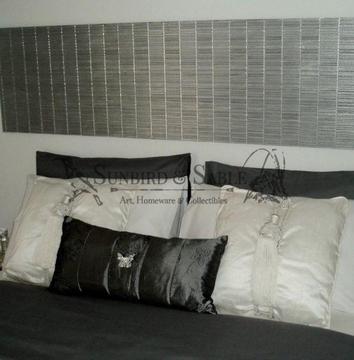 Silver wallpapered decorative panel or headboard
