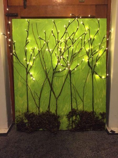 Canvas with fairy light trees