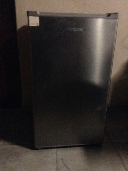 Brand new Dixon silver bar fridge with freezer