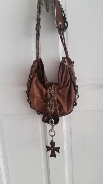 Vintage leather and horse hair bag