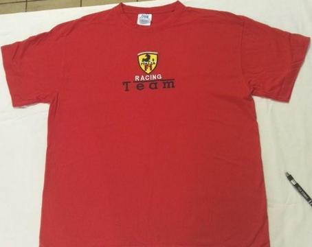 Red T-shirt Ferrari F1 Racing Team Italy For Men Embroidered