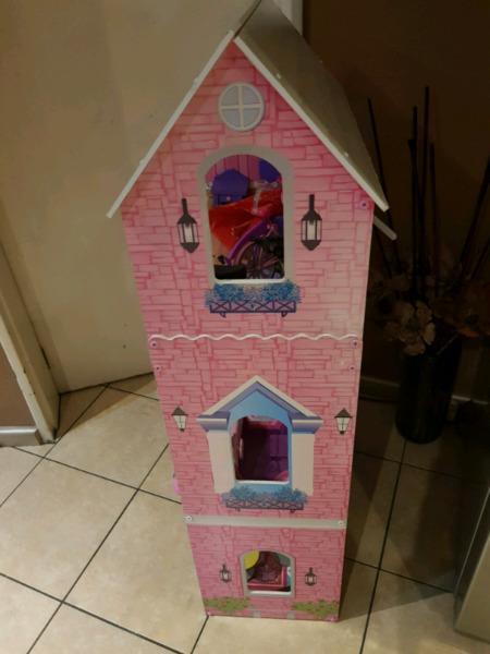 Barbie 3 storey doll house with some furniture